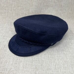 Vintage Aegean Greek Fisherman's Cap Hat Navy Wool 7 1/4 Made in Greece Nautical